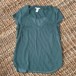 H&M Size 4 Green Satin Top